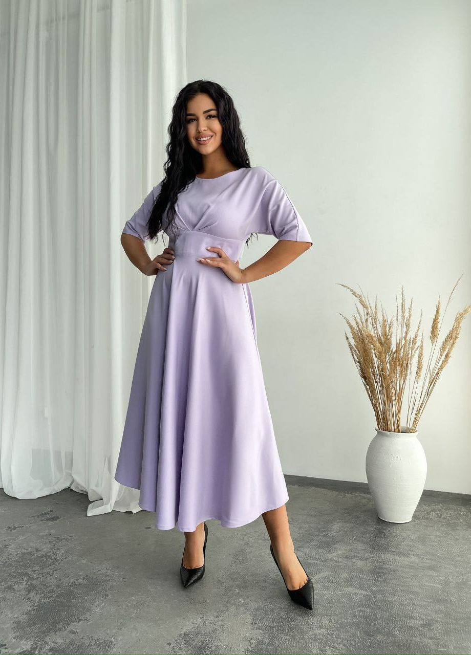 Фіолетова женское платье миди из креп-костюмки цвет лаванда р.48 448462 New Trend