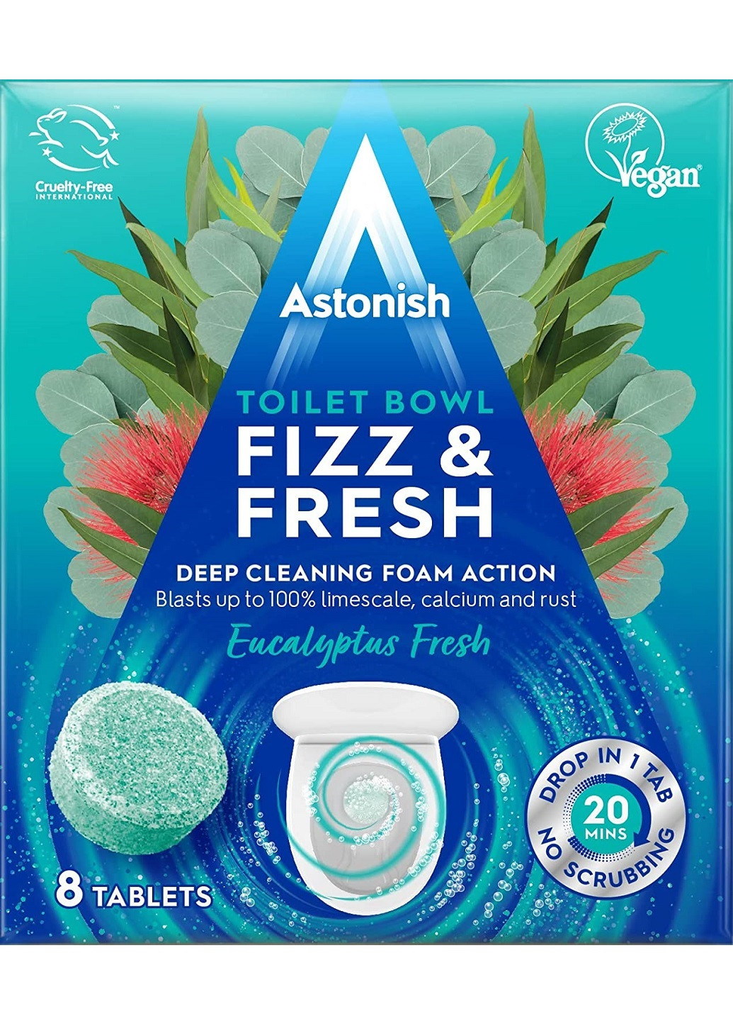 Таблетки для чищення унітазу Toilet Bowl Fizz&Fresh Eucalyptus Fresh 8шт Astonish (257476478)