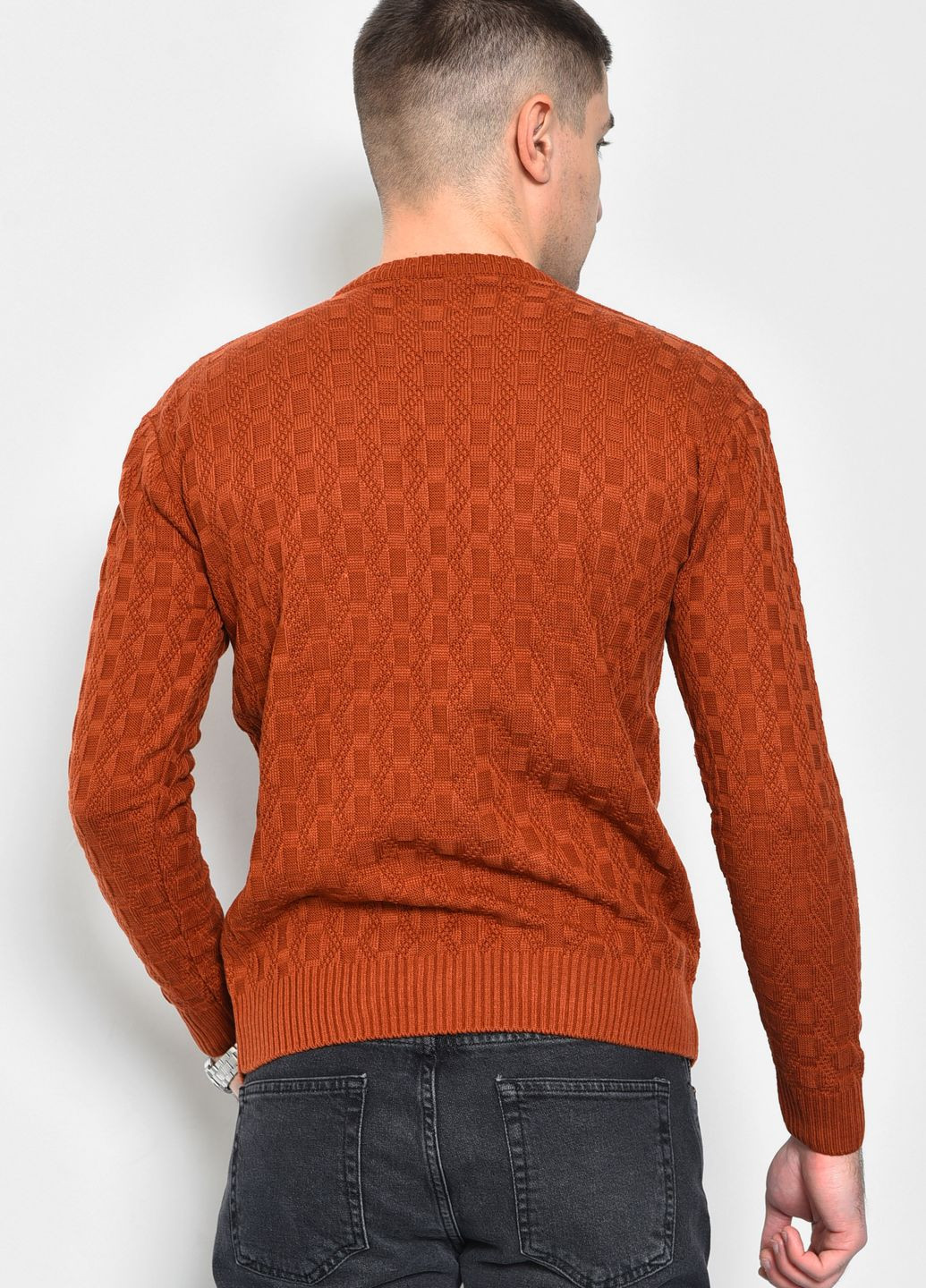 Терракотовый демисезонный свитер мужской однотонный терракотового цвета пуловер Let's Shop