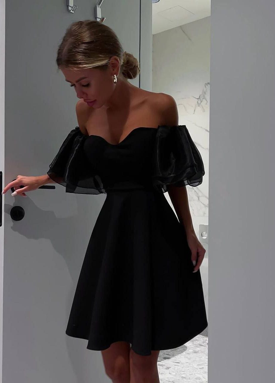Черное праздничный платье нарядная popluzhnaya