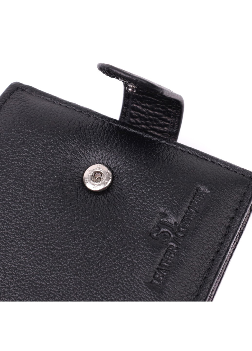 Горизонтальный бумажник среднего размера из натуральной кожи 22454 Черный st leather (277980451)