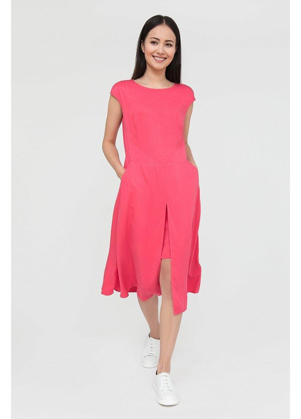 Розовое повседневный платье s20-110131-334 а-силуэт Finn Flare однотонное