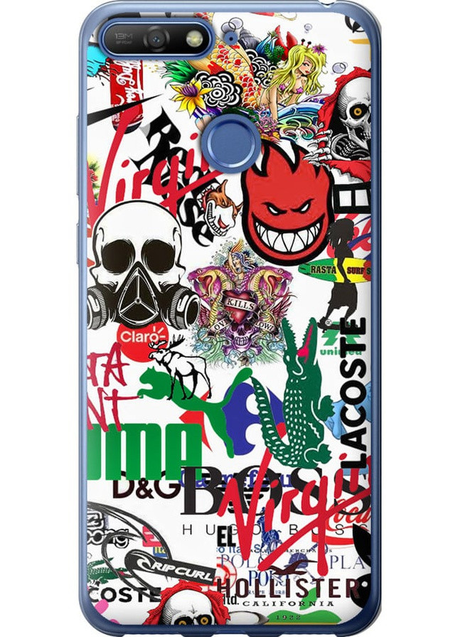 2D пластиковий чохол 'Many different logos' для Endorphone Huawei Y6 Prime 2018 (257953768)
