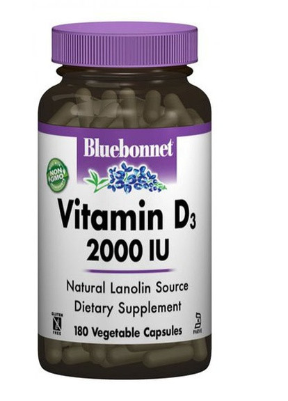 Vitamin D3 2000IU 180 Veg Caps Bluebonnet Nutrition (256722064)