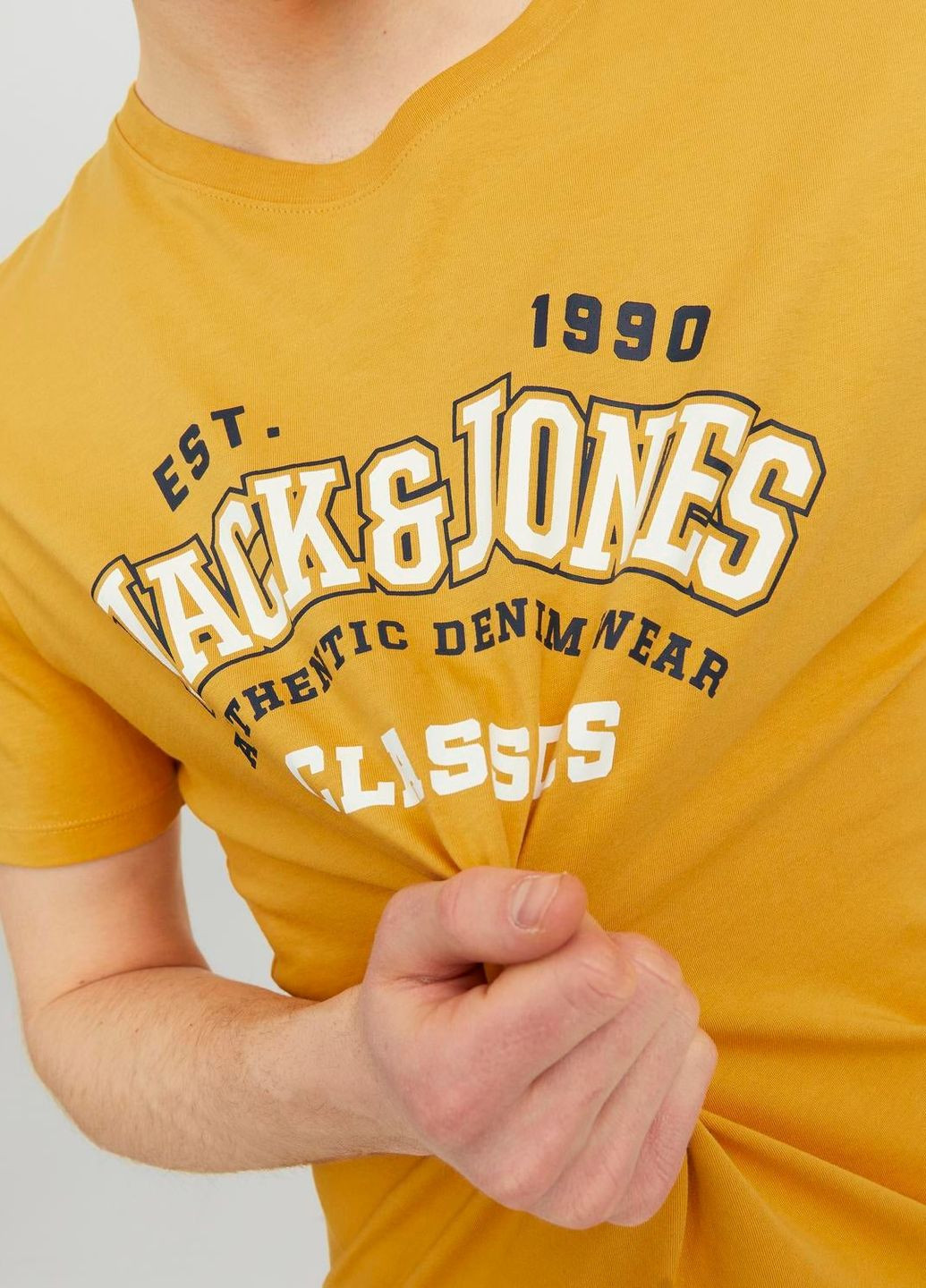 Горчичная футболка basic,горчичный с принтом,jack&jones Jack & Jones