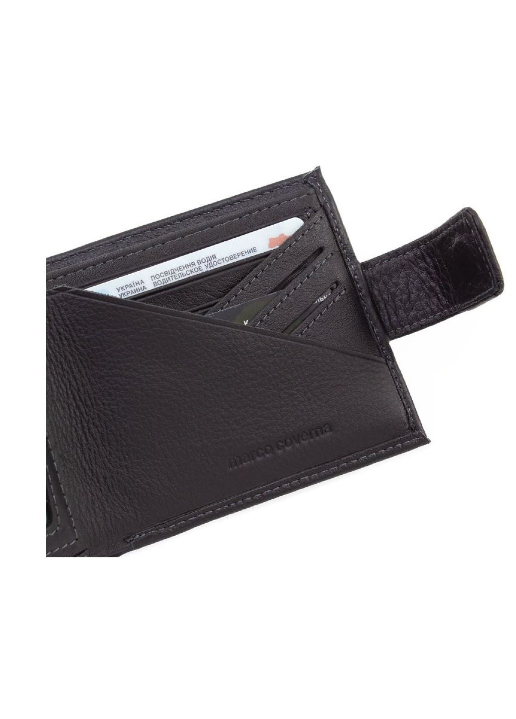 Стильний шкіряний чоловічий гаманець 12х9,5 128A-MC (19739) чорний Marco Coverna (259737023)