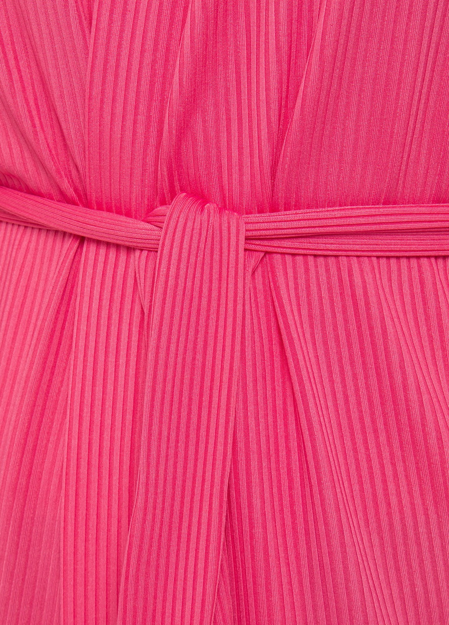 Розовая всесезон пижамный женский комплект тройка в рубчик, халат, футболка с шортами розовый Maybel