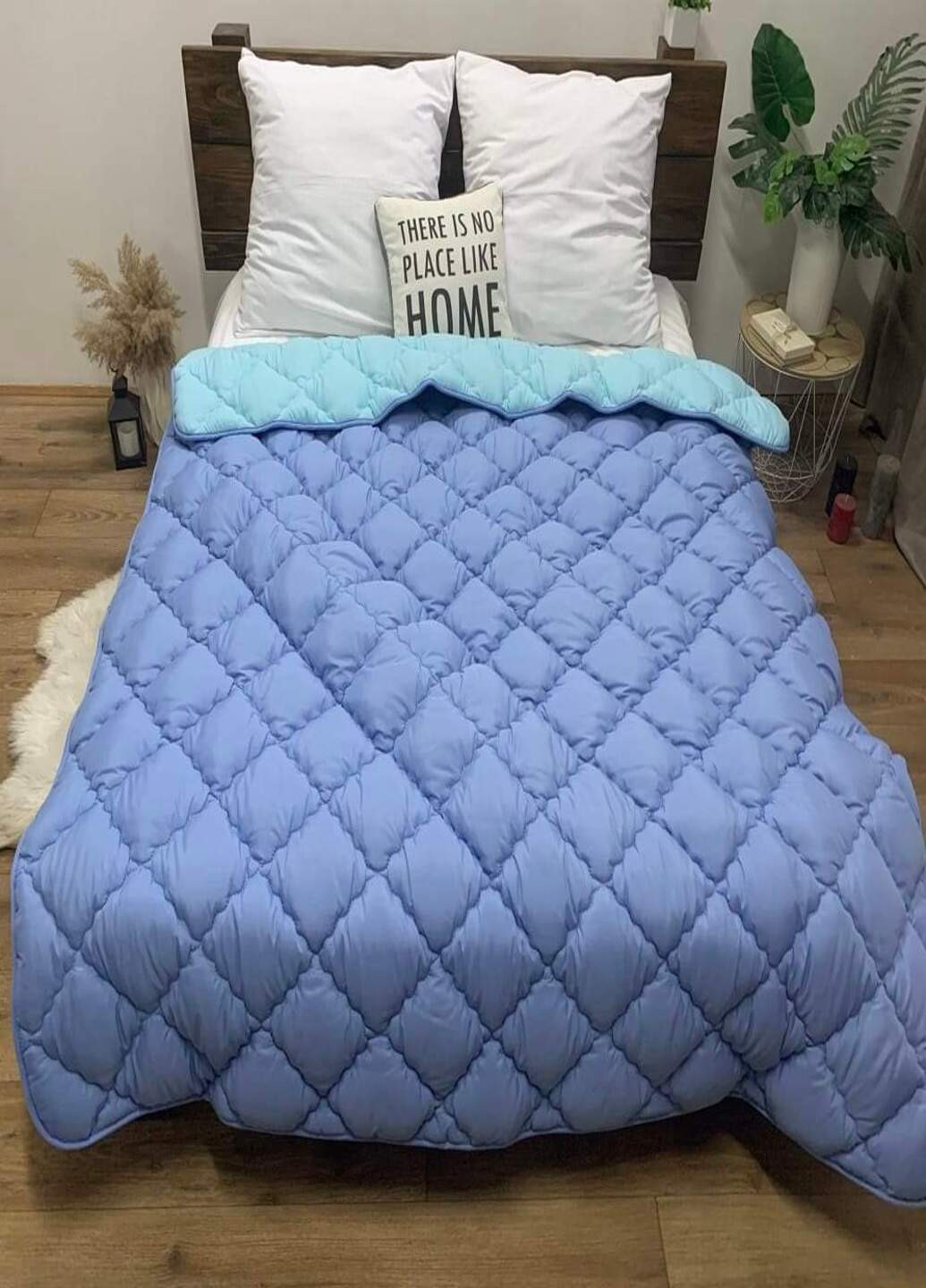Одеяло холлофайбер зимнее двухспальное 175х215 голубо-синее ODA (263060301)