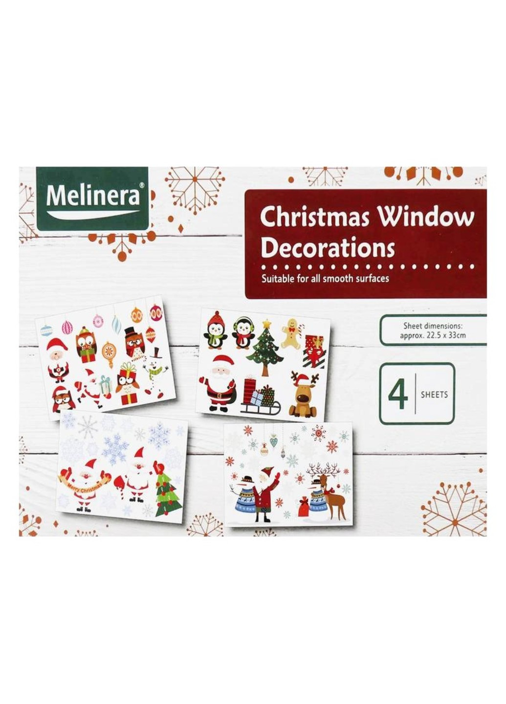 Набір новорічних багаторазових наклейок для гладких поверхонь 4 композиції Melinera (265911468)