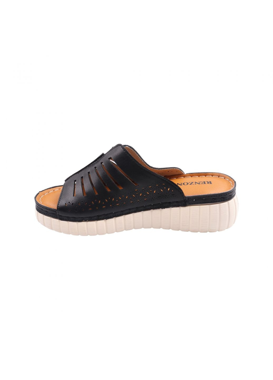 Черные шлепанцы женские черные натуральная кожа Renzoni