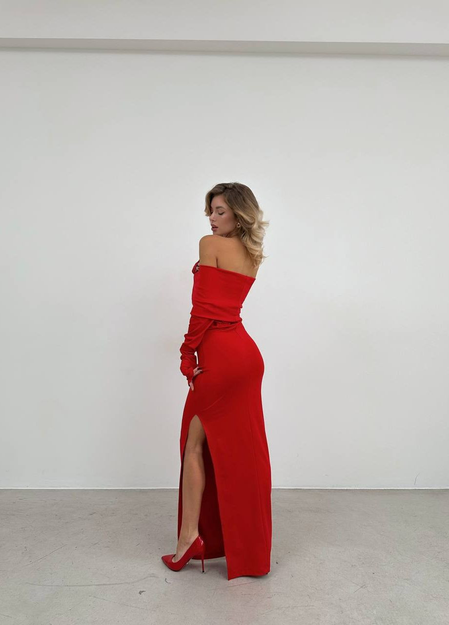 Красное вечернее женское платье микродайвинг No Brand