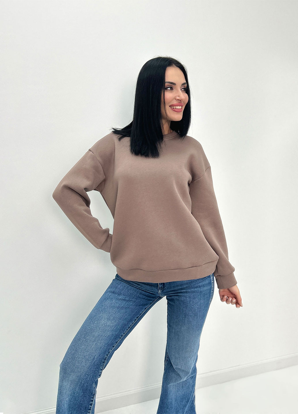 Кофейный женский теплый батник Fashion Girl (271985943)