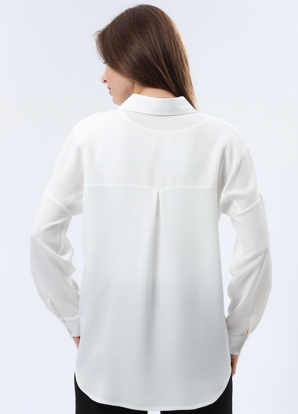 Біла сорочка з віскозної тканини жатка 1308 Cat Orange (260661356)