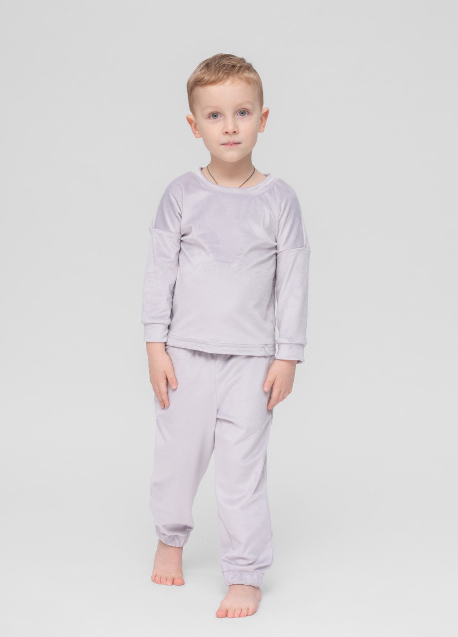 Светло-серая пижама детская домашняя велюровая кофта со штанами светло-серый Maybel