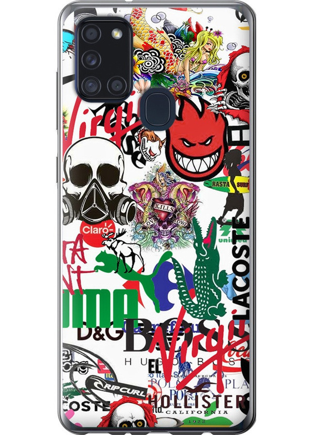 Силиконовый чехол 'Many different logos' для Endorphone Samsung Galaxy A21s A217F (257906056)