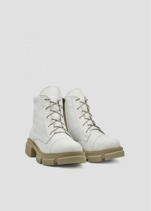 Осенние белые кожаные ботинки демисезонные Villomi со шнуровкой