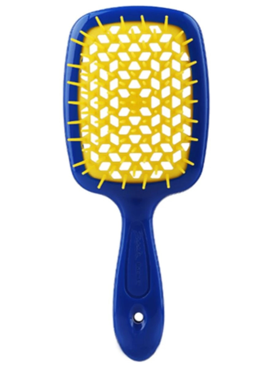Гребінець для волосся синя з жовтим 1830 Superbrush The Original Janeke (268133685)