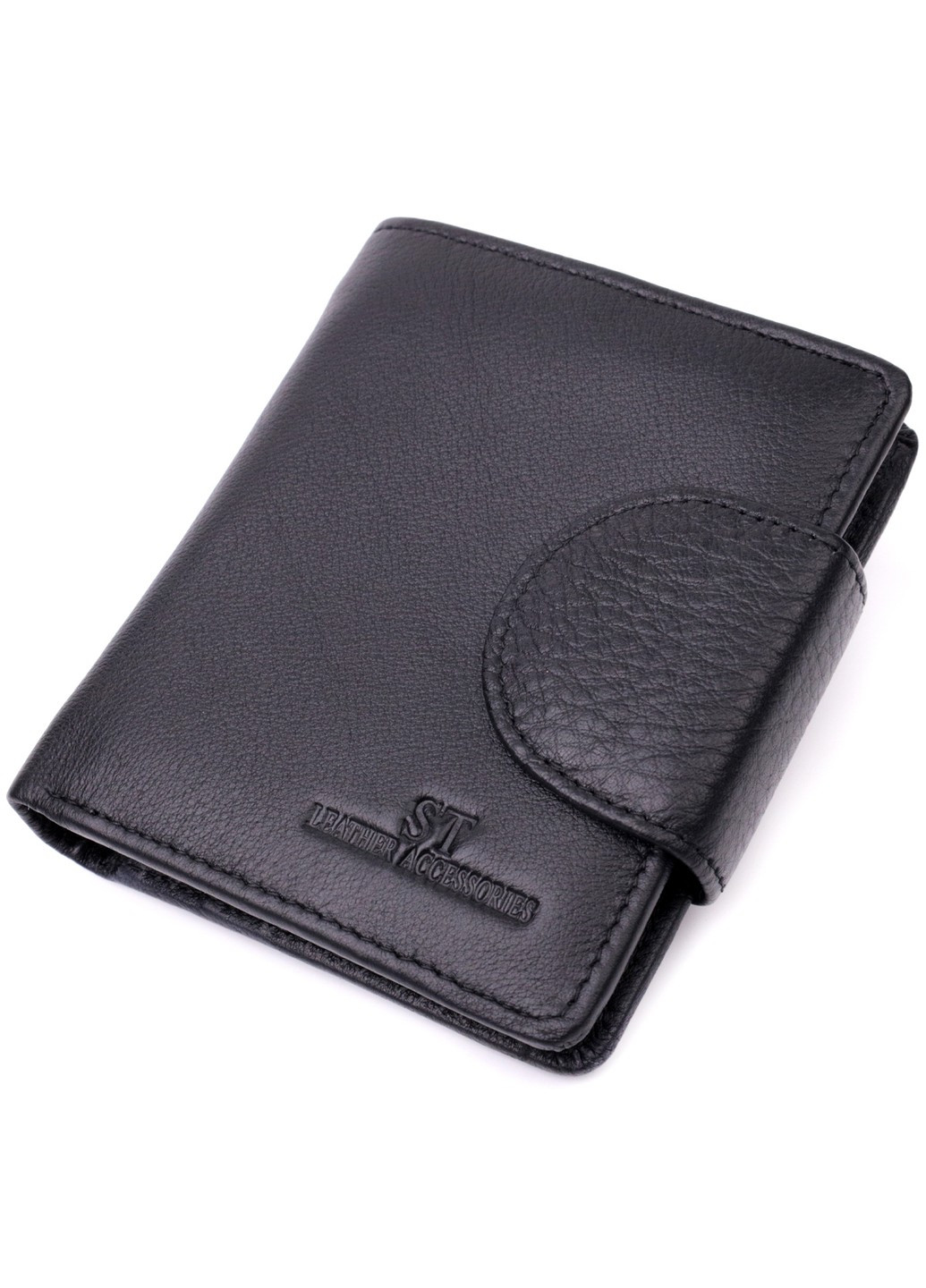 Надійний гаманець для жінок вертикального типу із натуральної шкіри 22451 Чорний st leather (277980490)