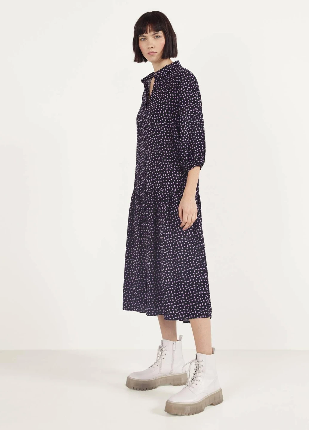 Чорна сукня демісезон,чорний в горошок, Bershka