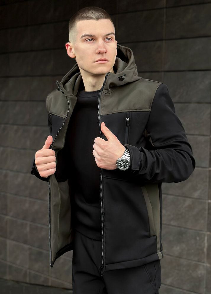Черная демисезонная куртка setup черный, хаки Pobedov