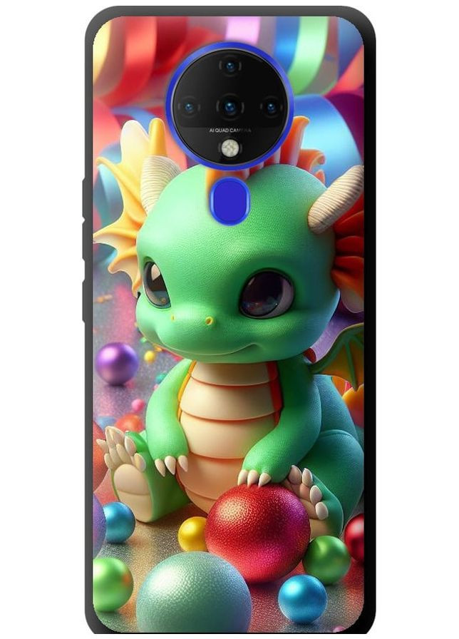 TPU черный чехол 'Веселый дракончик' для Endorphone Tecno Spark 6 KE7 (275460908)