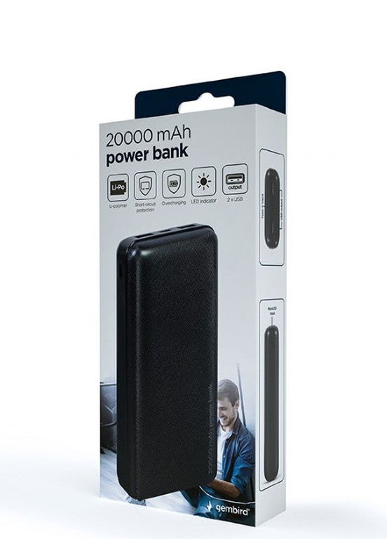 Павербанк 20000 mAh Gembird 2xUSB 2xUSB - Портативна батарея Powerbank Зовнішній акумулятор Зарядка для телефону планшету Martec (256900204)