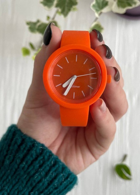 Жіночий силіконовий годинник-конструктор actimer, жовтогарячий ремінець, циферблат Mate orange More (257986188)