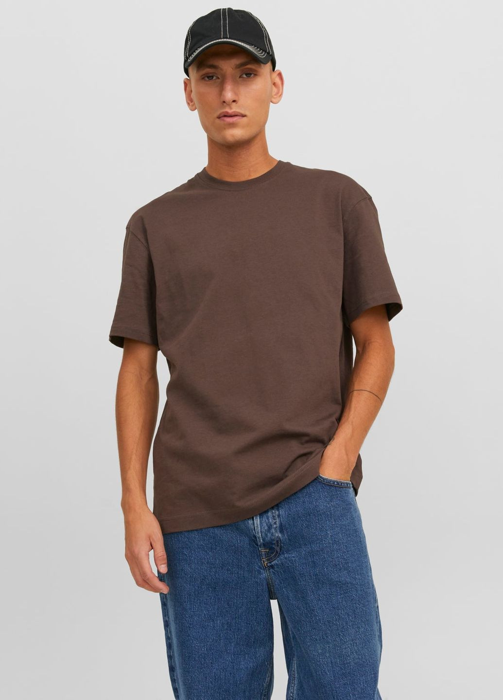 Темно-коричнева футболка basic,темно коричневий,jack&jones Jack & Jones