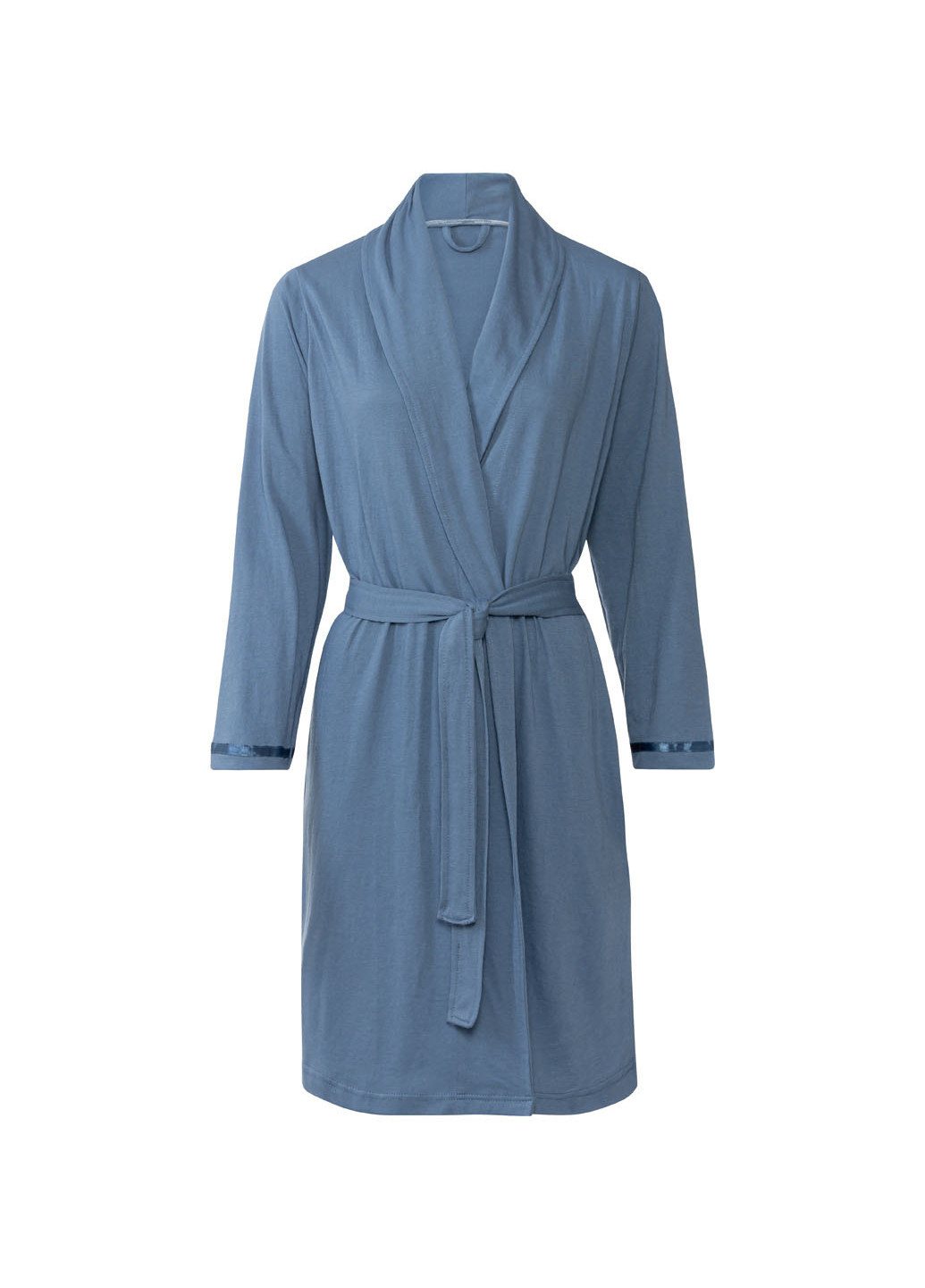 Легкий женский халат на запах с длинным рукавом S синий Livarno home (276254818)
