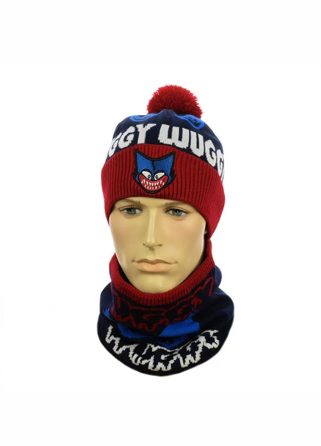 Дитячій зимовий комплект шапка з помпоном + снуд Хагі Вагі / Huggy Wuggy No Brand дитячій комплект шапка + снуд (277167397)