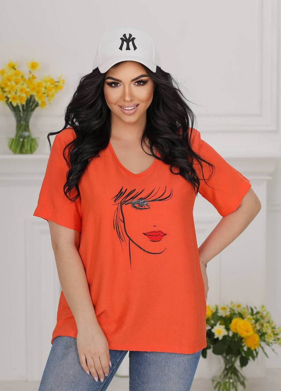 Оранжевая футболка женская цвет оранжевый р.46/48 431802 New Trend