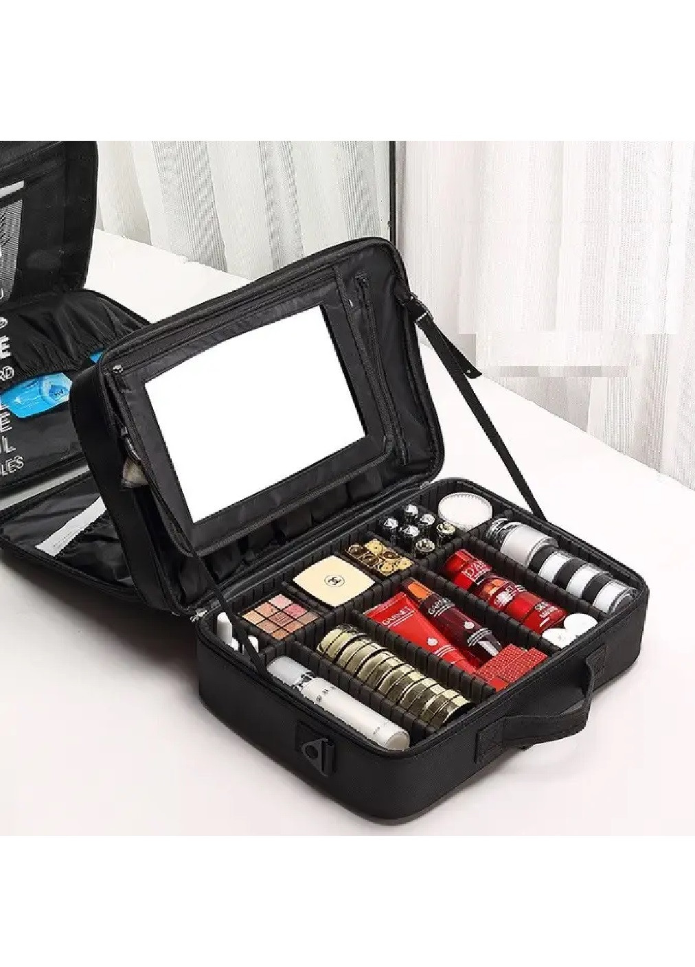 Органайзер бокс бьюті кейс косметичка валіза сумка для зберігання косметики з дзеркалом 43х31х17 см (474699-Prob) Чорний Unbranded (259443743)
