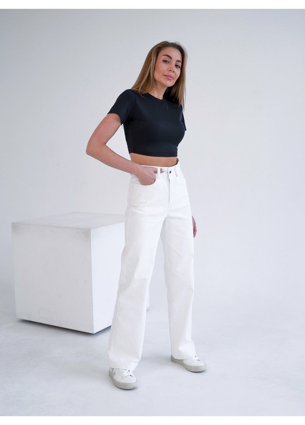 Женские прямые брюки COTON TWILL Белые Teamv (276249679)