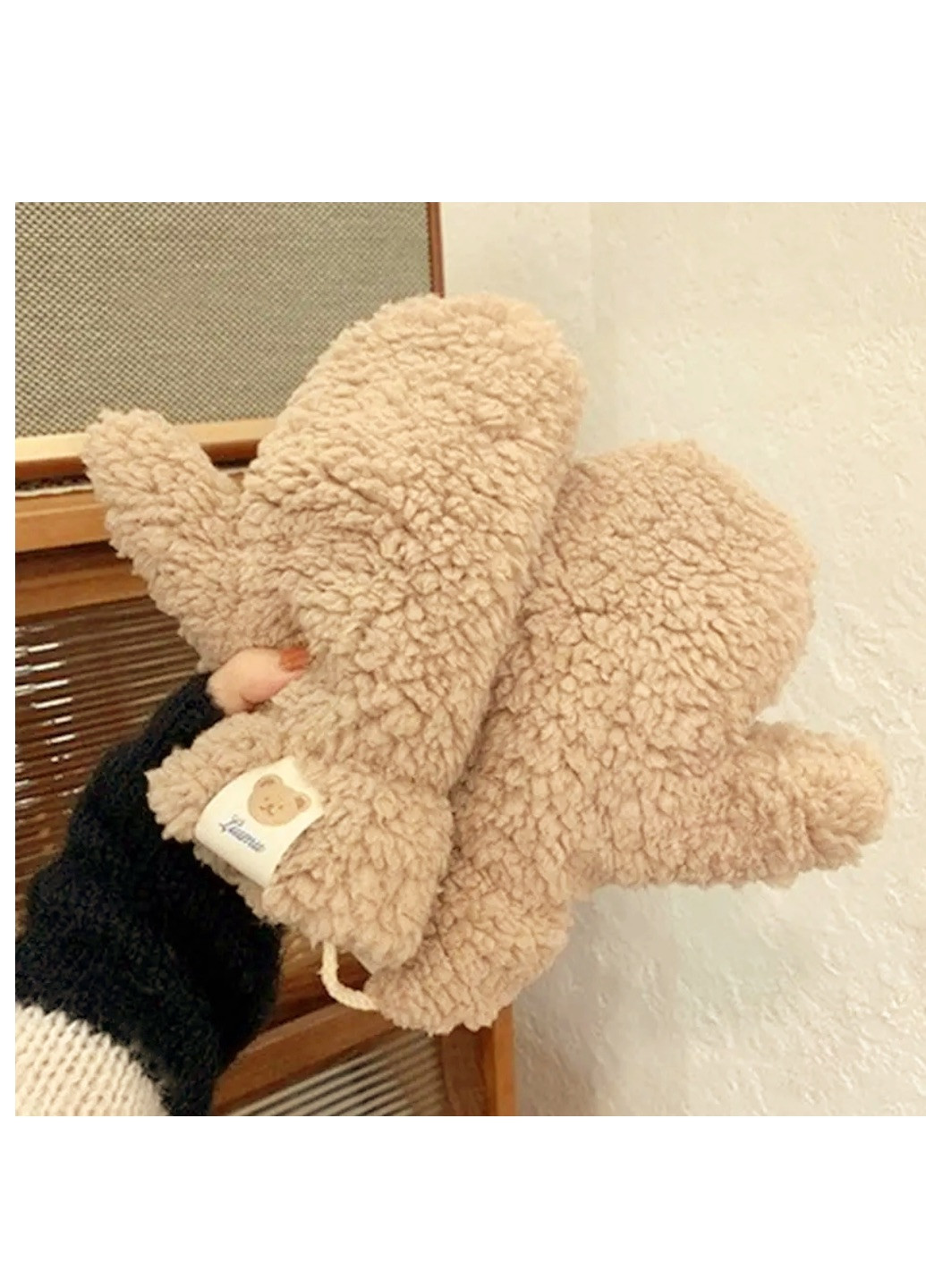 Перчатки меховые Медведь Тедди со шнурком Brand рукавиці (273178756)