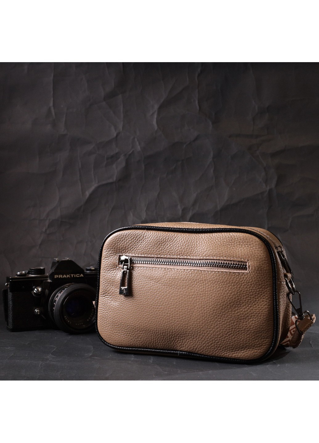 Шкіряна жіноча сумка через плече на одне відділення 22386 Бежева Vintage (276461750)