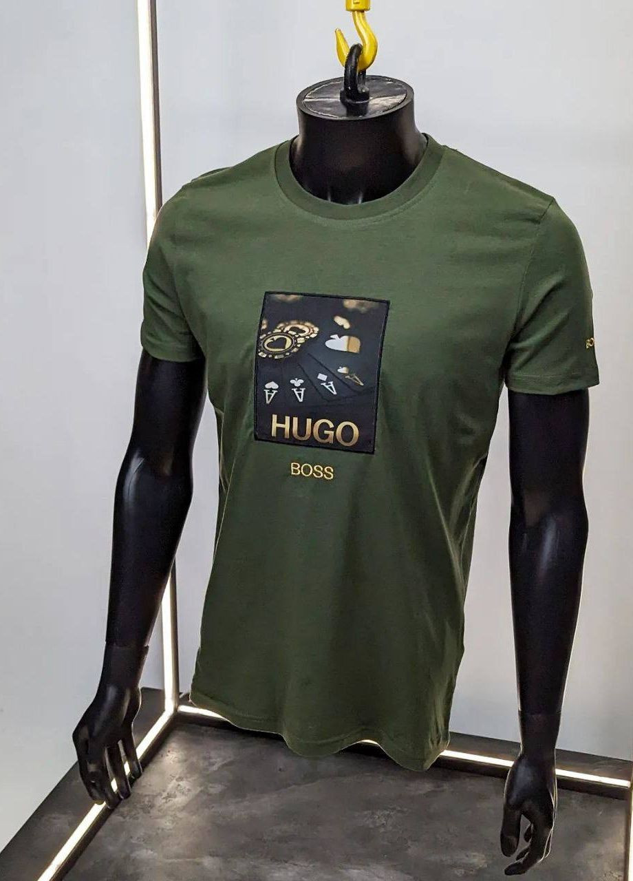 Хаки (оливковая) футболка мужская коттон с коротким рукавом No Brand