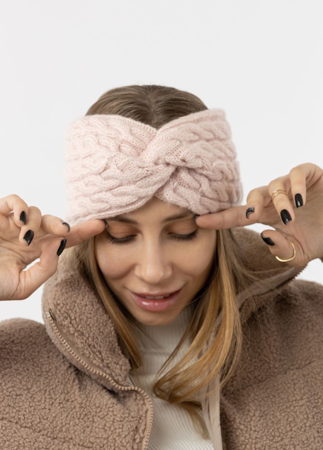 Жіноча пов'язка колір пудровий ЦБ-00232225 Fonem (267907960)