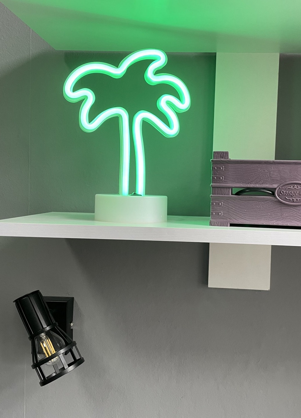 Настільний декоративний неоновий світильник-нічник Пальма (29,5х14,5 см, USB або батареї) - Зелений Forus neon decoration lamp (257033356)