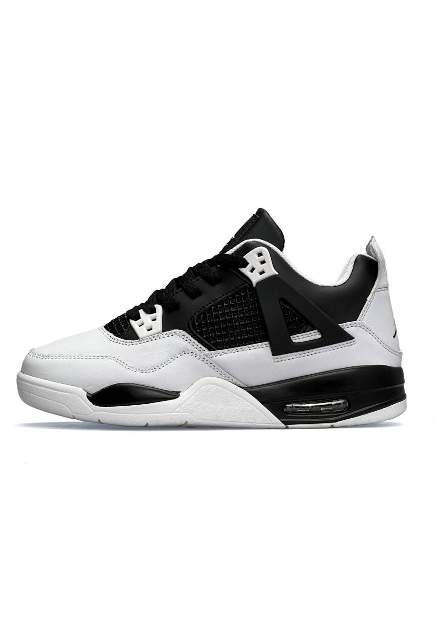 Чорно-білі Осінні кросівки чоловічі, китай Nike Air Jordan 4 Retro White&Black