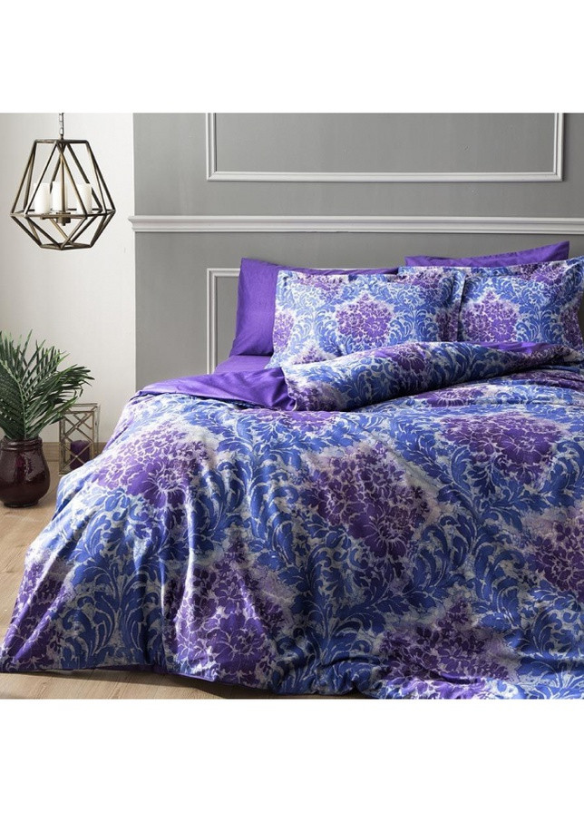 Набор постельного белья сатин Digital - Solandis mor фиолетовый евро Tac (258218458)