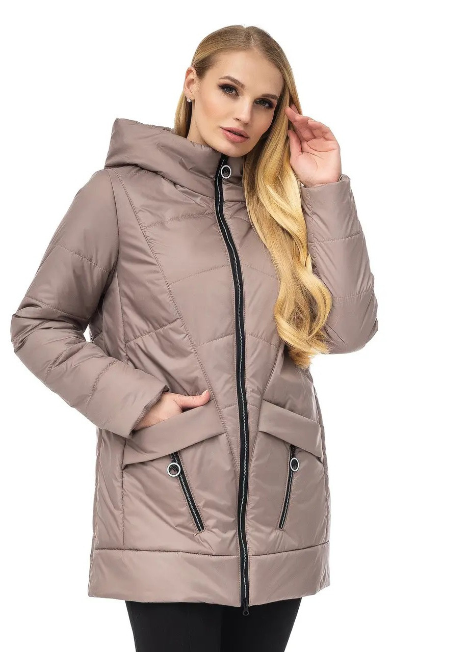 Бежева демісезонна жіноча демісезонна куртка великих розмірів SK