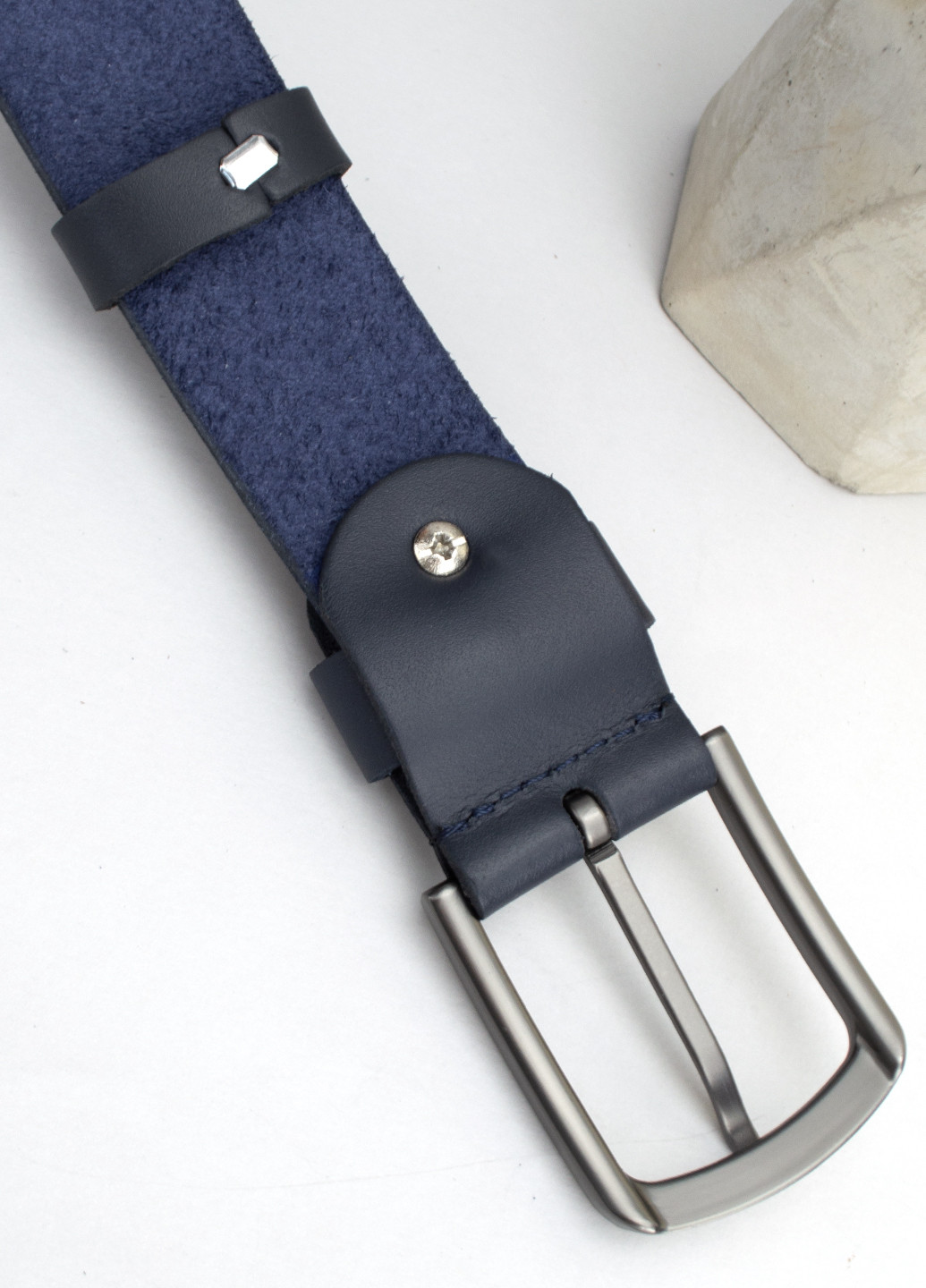 Ремінь чоловічий шкіряний HC-3461 blue (125 см) синій класичний під штани HandyCover (265390853)