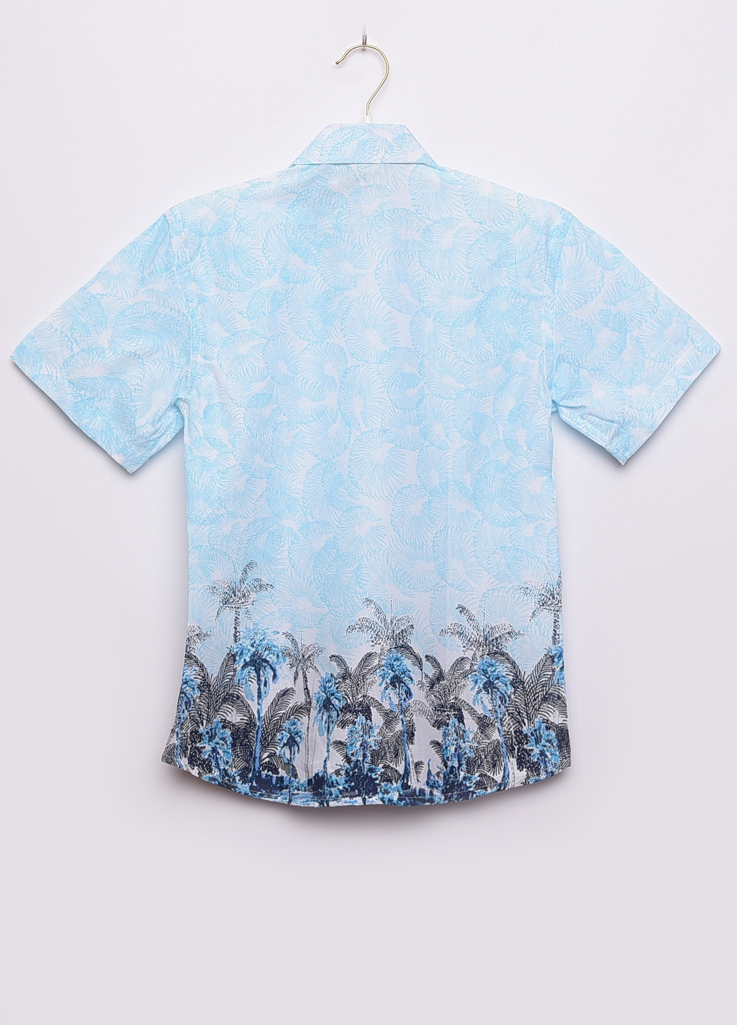 Голубой классическая рубашка с абстрактным узором Let's Shop