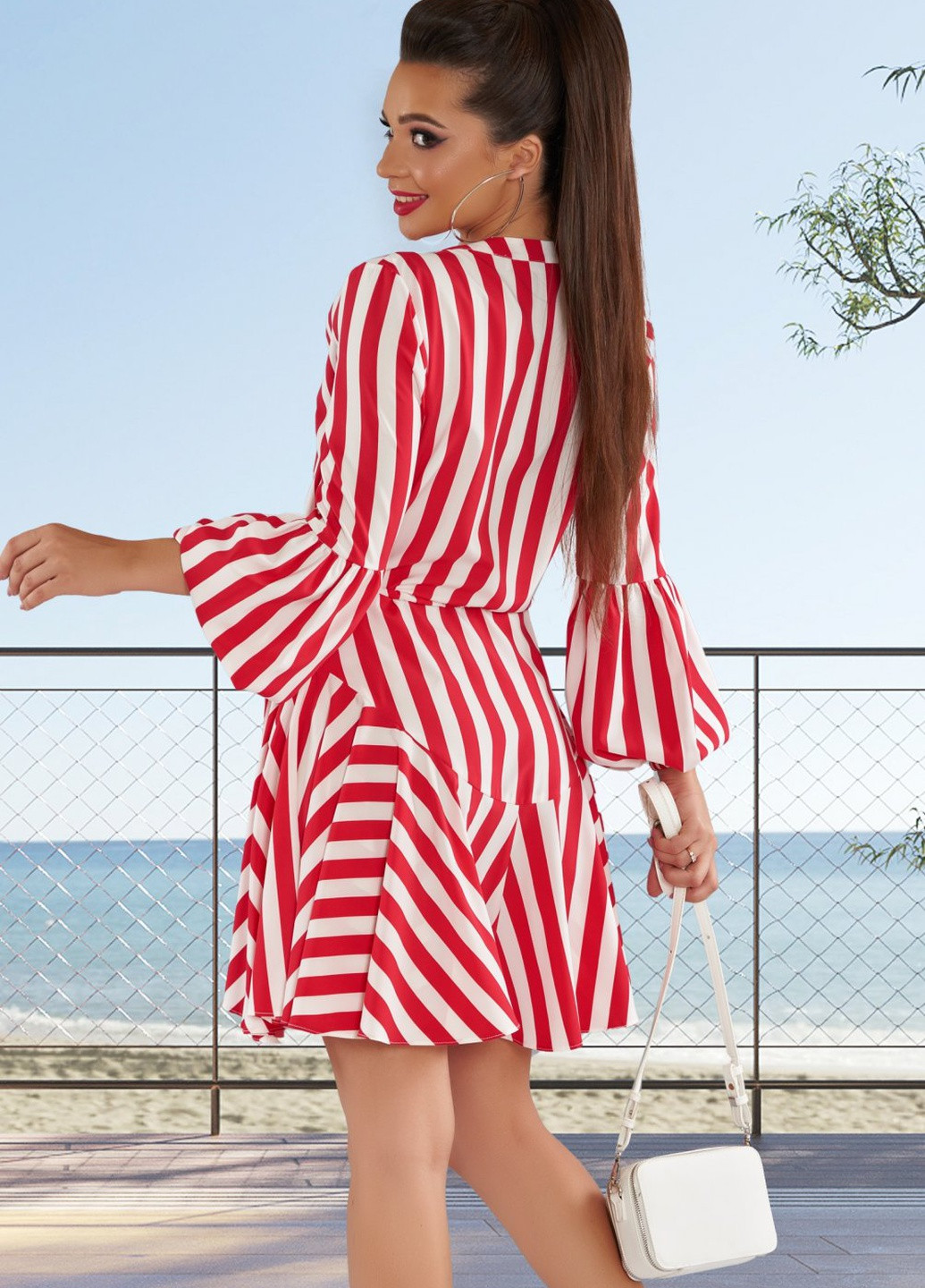 Червона сукнi норма легка сукня в смужку (ут000056902) Lemanta