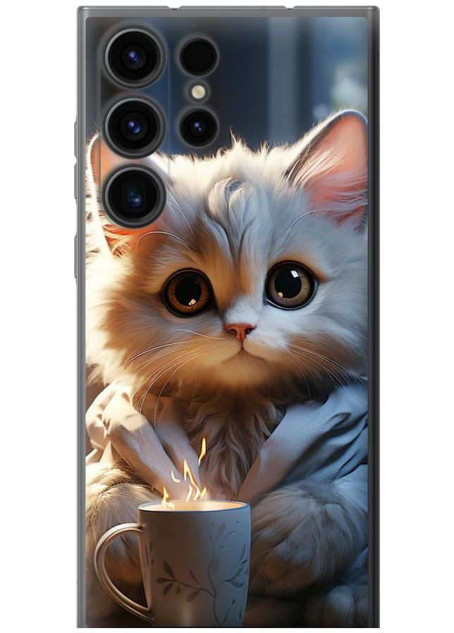 Силіконовий чохол 'Білий кіт' для Endorphone Samsung Galaxy S23 Ultra (265398635)