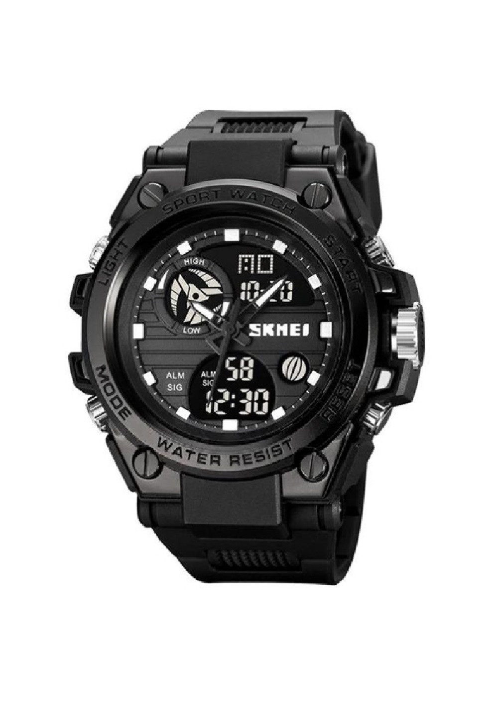 Наручные мужские спортивные часы с электролюминесцентной подсветкой арабскими цифрами индексами (475942-Prob) Черные Unbranded (275068603)