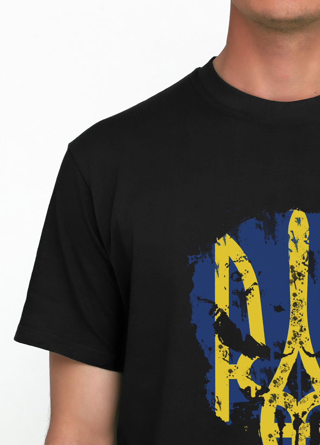 Чорна чоловіча футболка м319-17 чорна з патріотичним принтом з коротким рукавом Malta