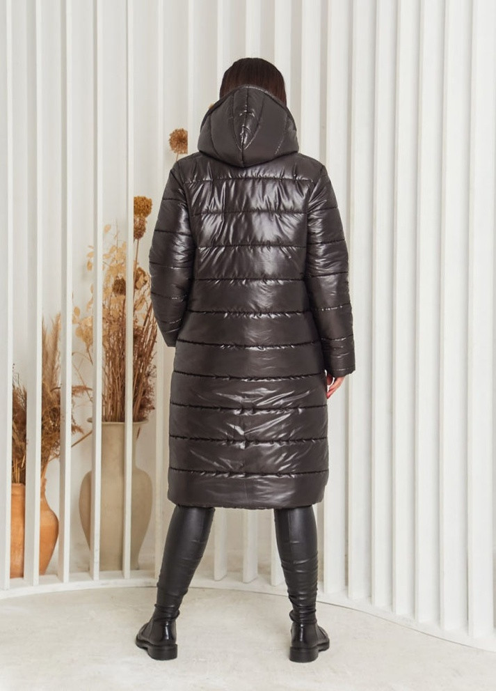 Черная жіноче зимове пальто чорного кольору 58/60 355660 New Trend