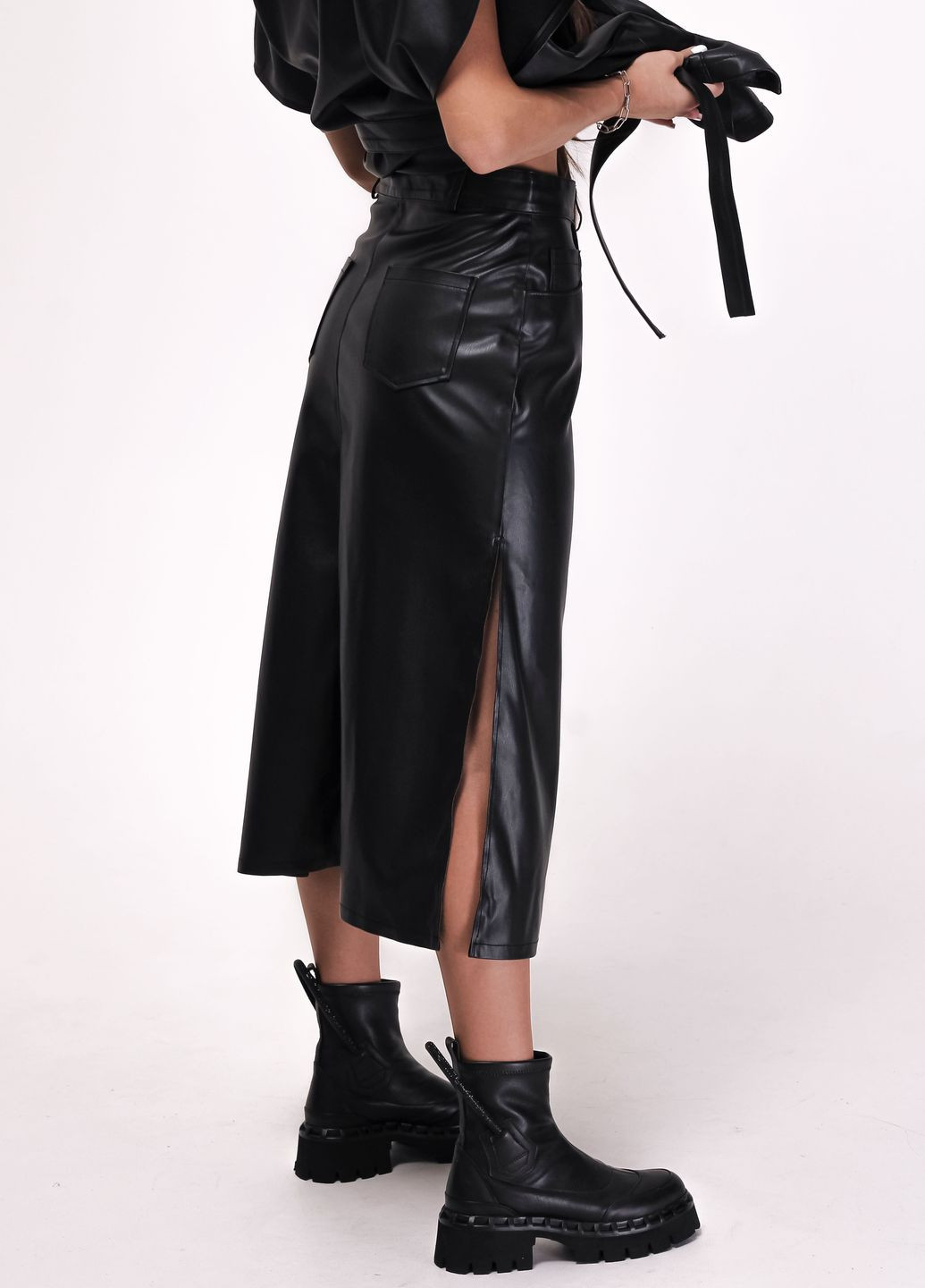 Черная кэжуал юбка кожаная red exp. черная RED EXP.