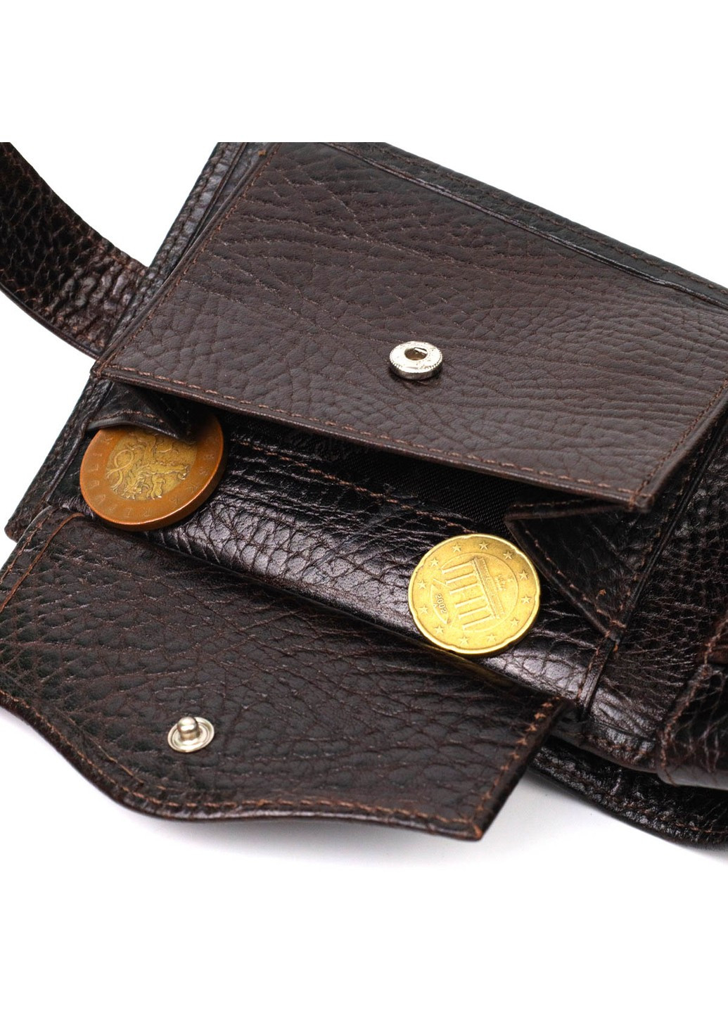 Зручний чоловічий гаманець горизонтального формату з натуральної шкіри 22016 Коричневий Tony Bellucci (262158788)